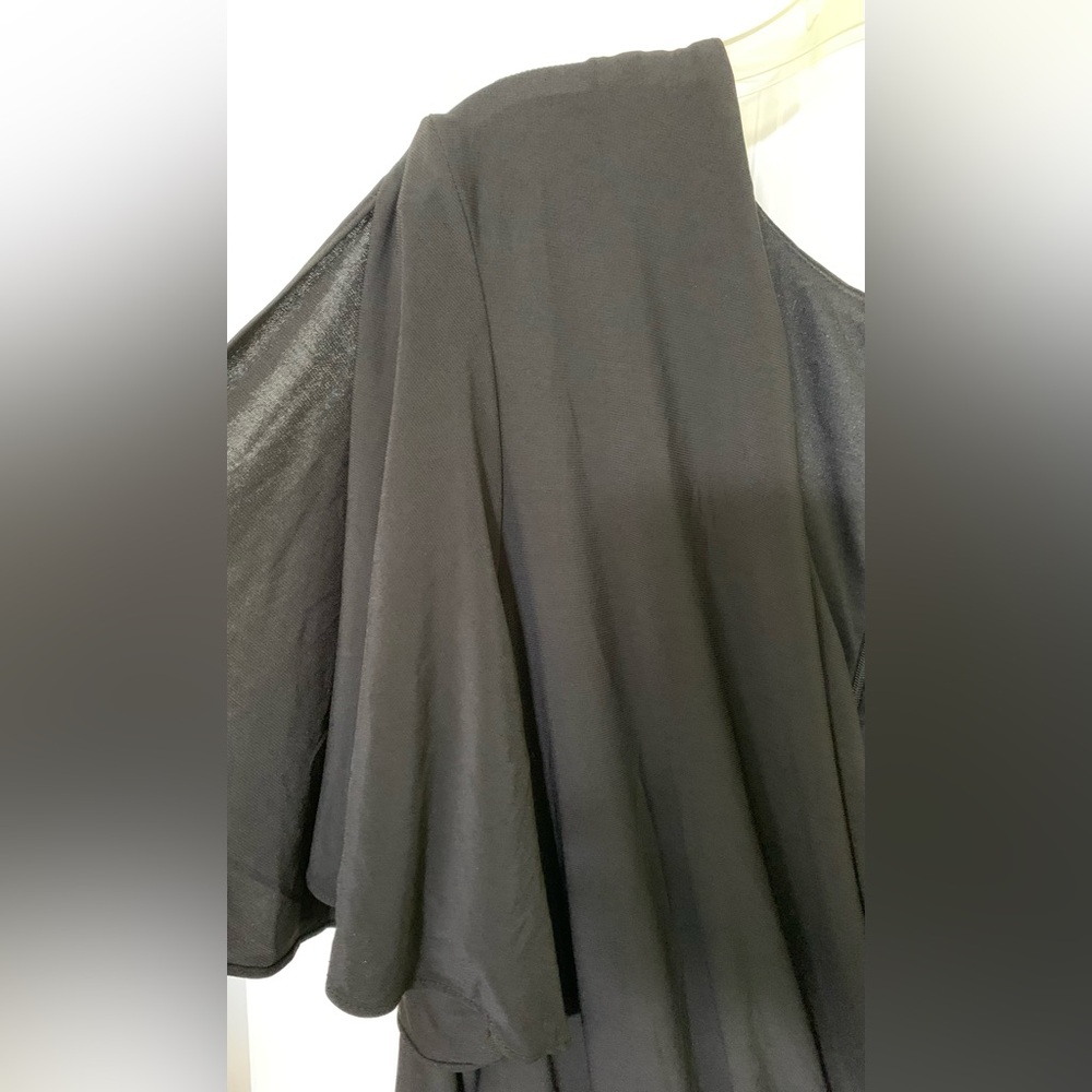 Black Jumpsuit Rhinestone Roz&Ali Drape Deep V - Picture 8 of 8